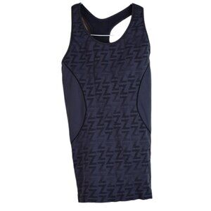 Zella Tank XS Womens Gray Printed Built in Bra T Back Stretch Activewear Gym
